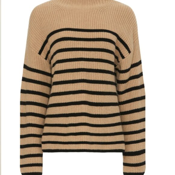 RAILS SIZE S Claudia wool tan black striped sweater - Picture 2 of 6